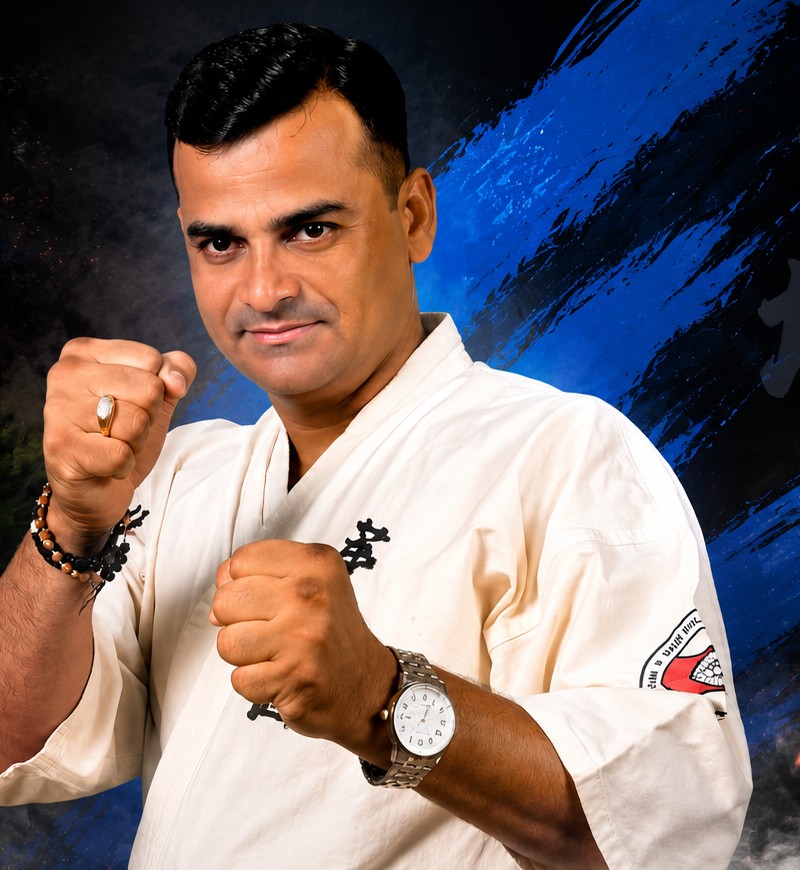 Sensei Rajesh Joshi, chief instructor of Rajesh Joshi's Shorin Kempo Karate Academy in Surat